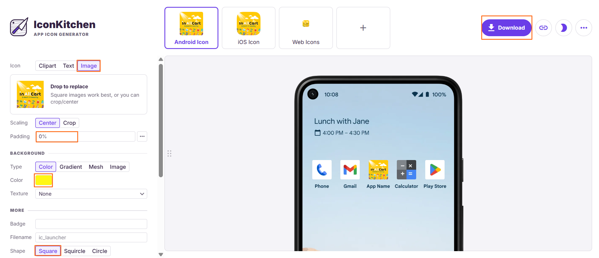 Generate app icons using icon.kitchen